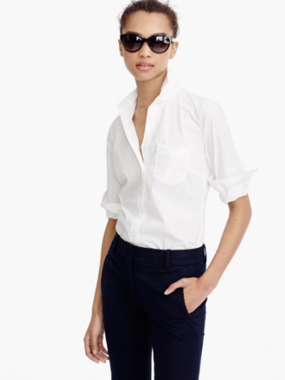 NEW NWT J. Crew New perfect shirt in cotton poplin Size: 0 Color: White
